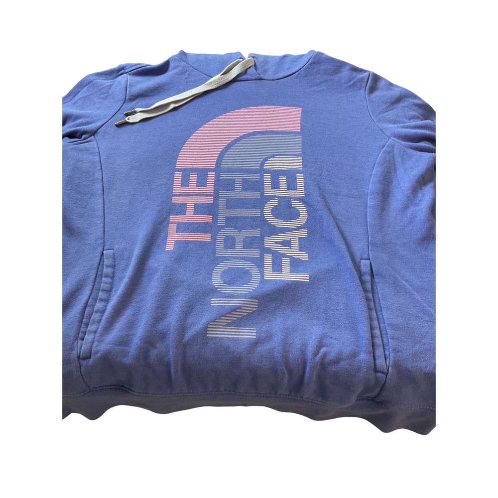 The North Face Women's‎ Hoodie Pullover Lavender Pink Stripe Logo Pockets Large